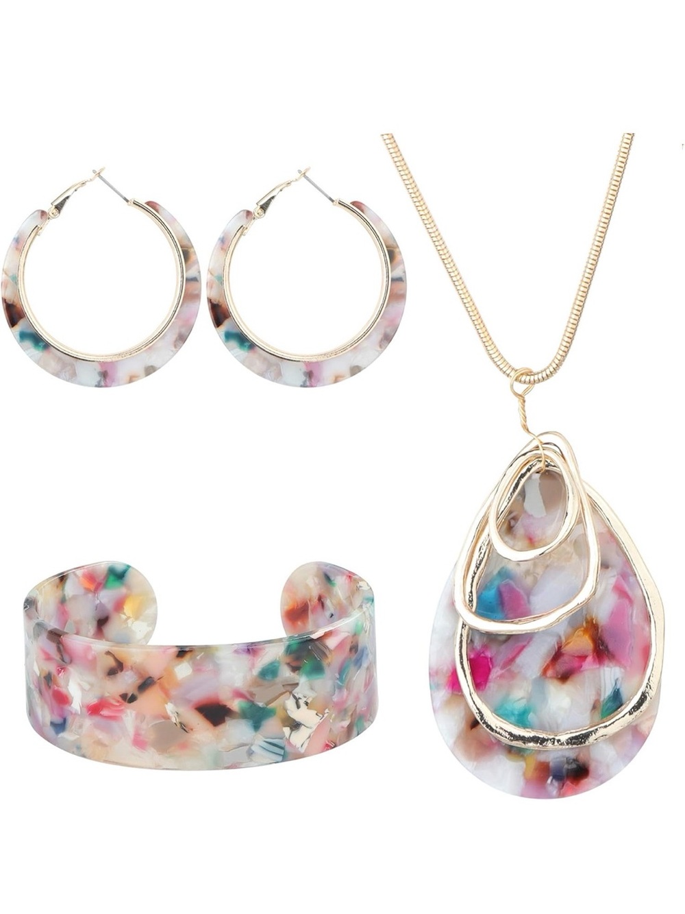 ORAZIO Acrylic Jewelry Set for Women Statement Boho Resin